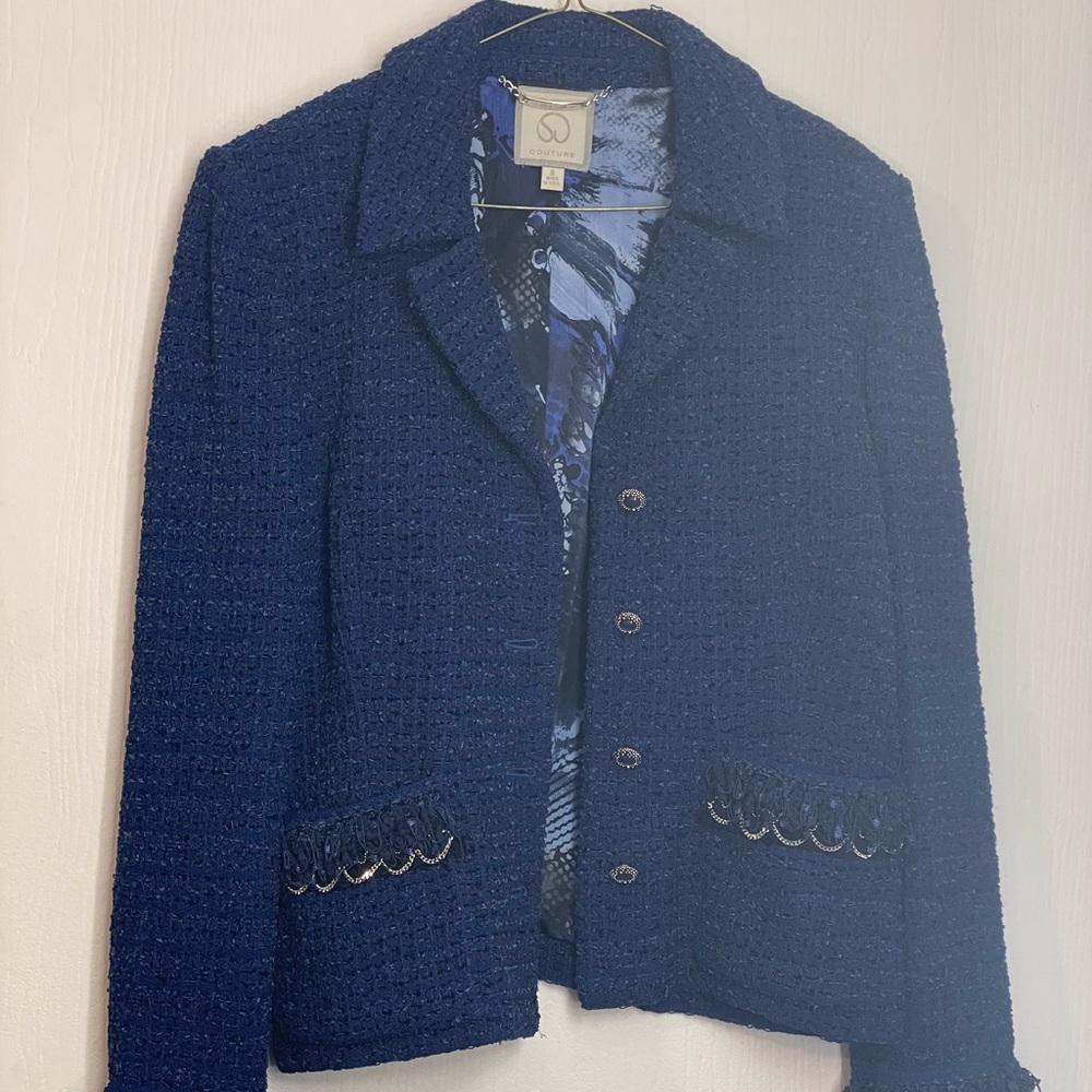 St John Couture Blue Tweed Jacket